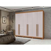 Guarda-roupas Casal Bertha 6 Portas 6 Gavetas Sem Espelho Com Pés- Lopas Amendoa Clean/off White