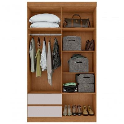 Guarda Roupa Solteiro Zeus 4 Portas 2 Gavetas Amendoa Clean-off White