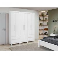 Guarda-roupas 6 Portas 4 Gavetas Com Pés Sem Espelho Zeus - Lopas Branco - 5