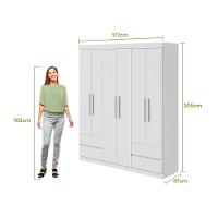 Guarda-roupas 6 Portas 4 Gavetas Com Pés Sem Espelho Zeus - Lopas Branco - 7