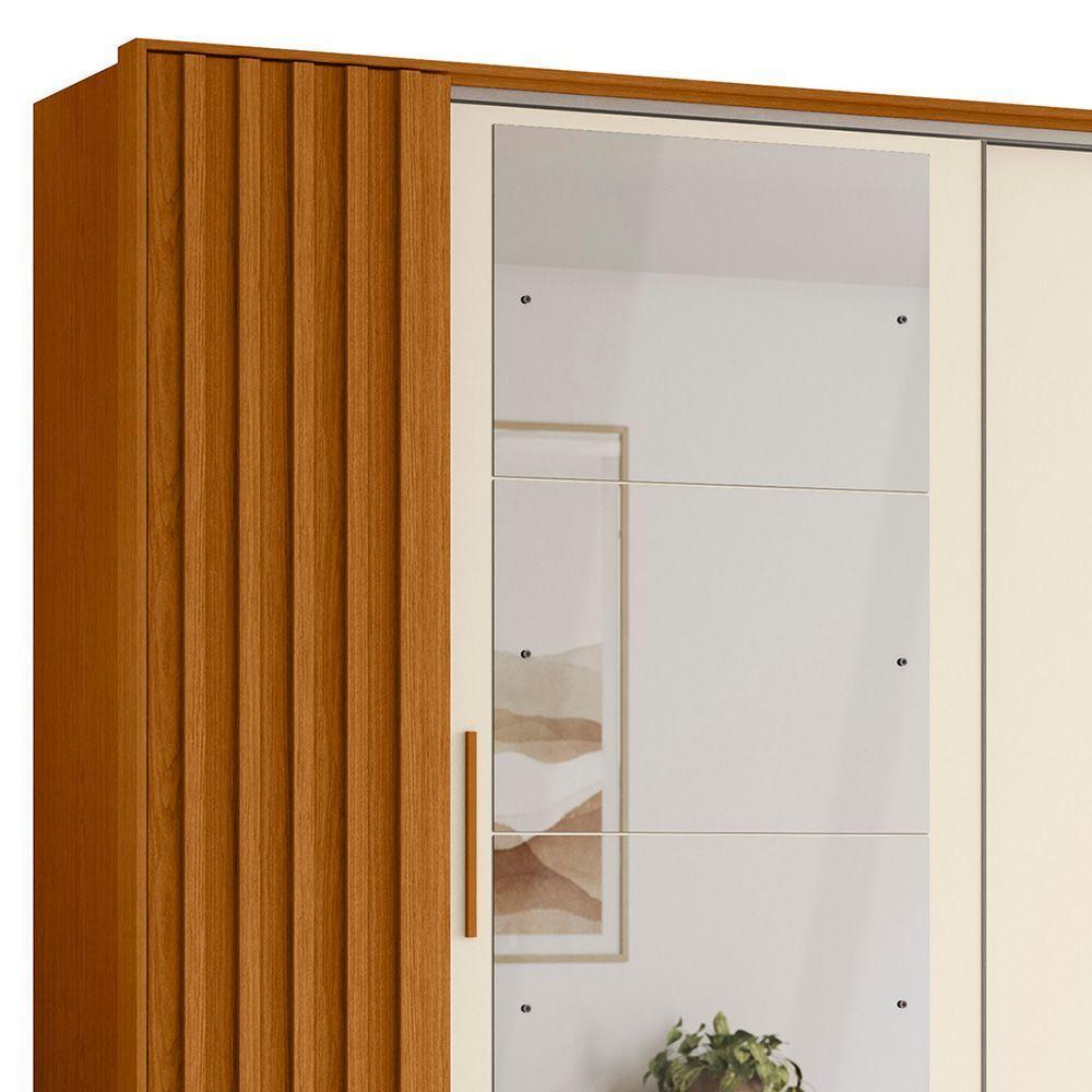 Guarda Roupa Casal 4 Portas 4 Espelhos Jacarandá Flex Cinamomo Off White Albatroz - 3