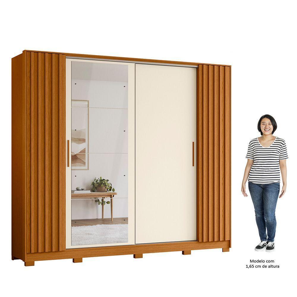 Guarda Roupa Casal 4 Portas 4 Espelhos Jacarandá Flex Cinamomo Off White Albatroz - 5