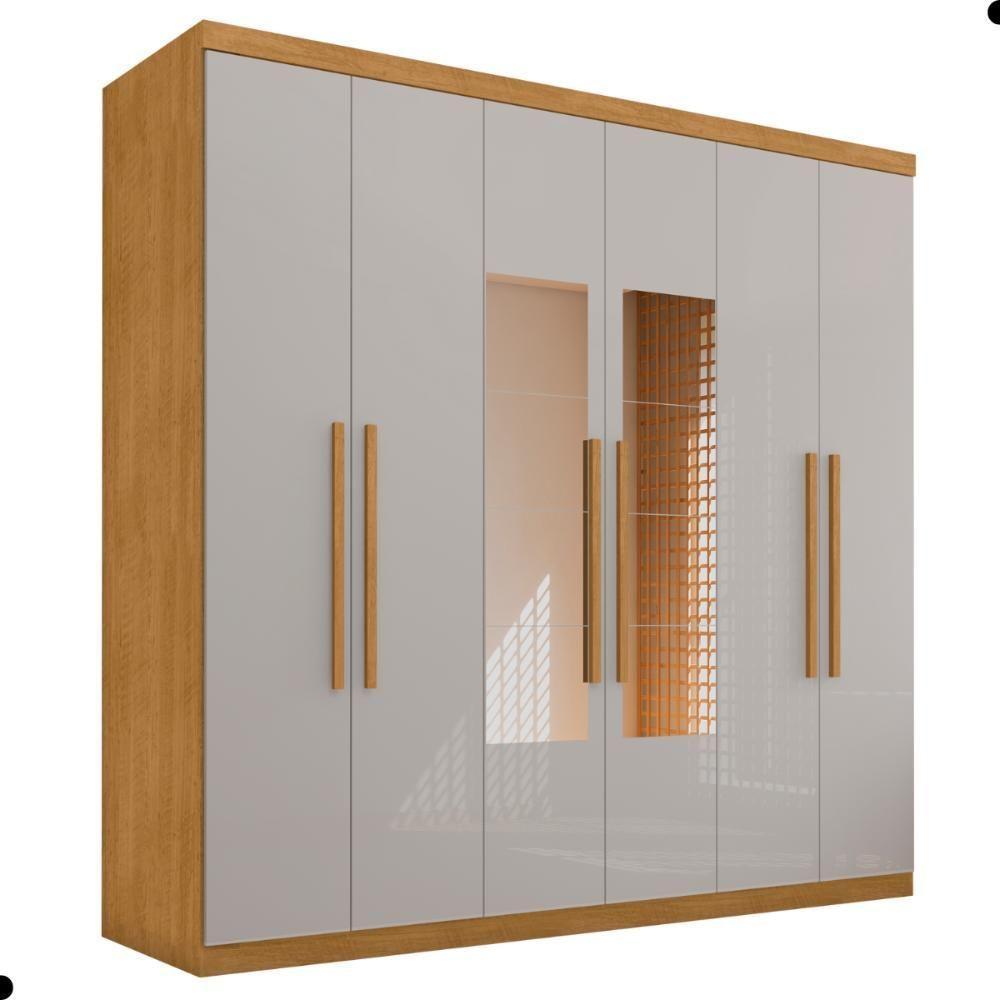 Guarda Roupa 6 Portas Com Espelho Messias Naturale Off White - 2