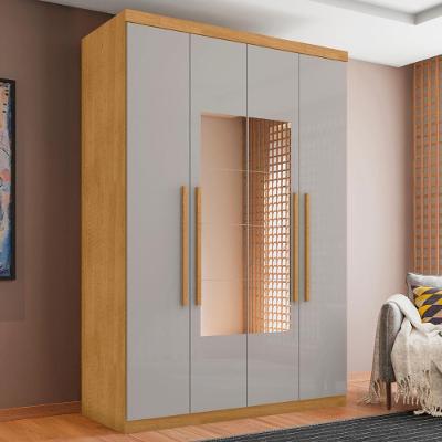 Guarda Roupa Solteiro Pituba 4 Portas de Bater 4 Gavetas Naturalle-Off White MDF