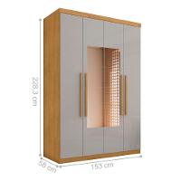 Roupeiro Com Espelho E 4 Portas Pituba Naturalle Off White - 4