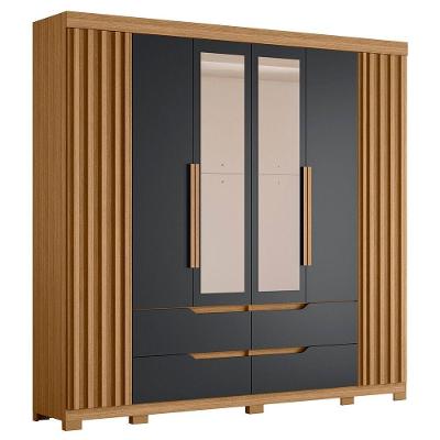 Guarda Roupa Casal 6 Portas Com Espelho 240cm Doble Nature Titanium Albatroz