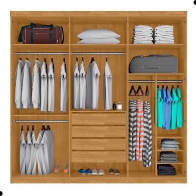 Jogo de Guarda Roupa Casal e Cômoda Itabatã Naturalle 6 Portas de Bater 4 Gavetas MDF e MDP
