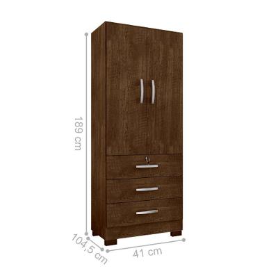 Guarda Roupa Solteiro Breda 2 Portas 3 Gavetas Malbec MDP