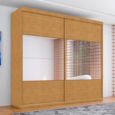 Guarda Roupa Casal Limoeiro 2 Portas de Correr 4 Gavetas Naturalle MDF com Espelho