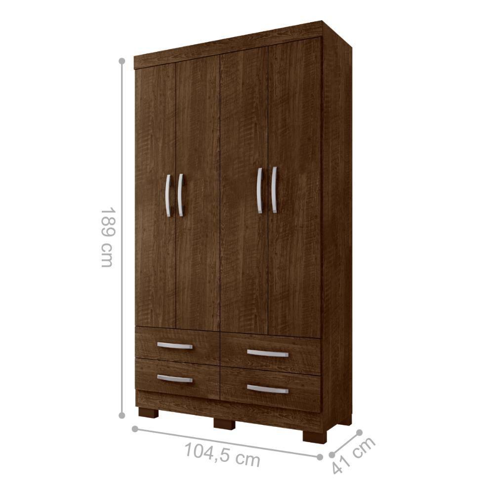 Roupeiro 4 Gavetas E 4 Portas Geleen Malbec - 4