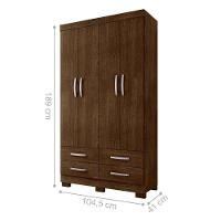 Roupeiro 4 Gavetas E 4 Portas Geleen Malbec - 4