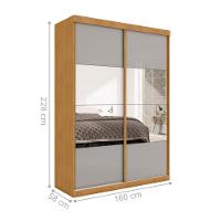 Roupeiro 2 Portas Com Espelho Juremal Naturalle Off White - 4