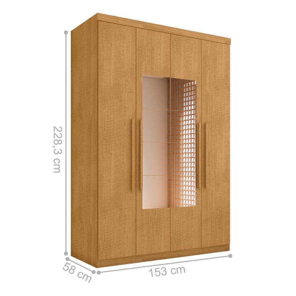 Guarda Roupa 4 Portas Com Espelho Carimã Naturalle - 4