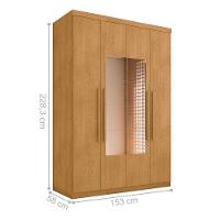 Guarda Roupa 4 Portas Com Espelho Carimã Naturalle - 4