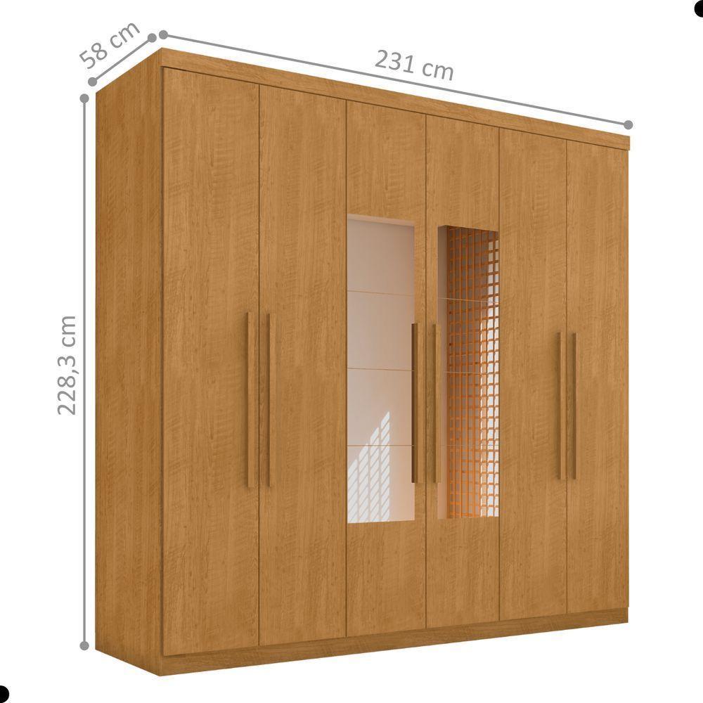 Roupeiro 6 Portas Com Espelho Piauí Naturalle - 4