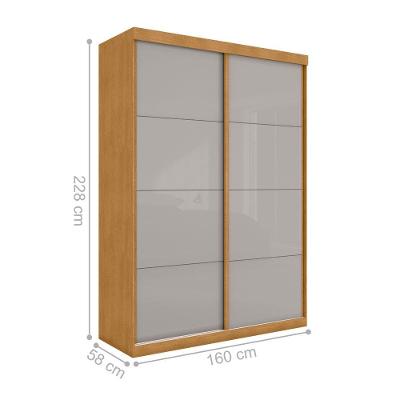 Guarda Roupa Solteiro Kassel 2 Portas de Correr 3 Gavetas Naturalle-Off White MDP CasaH