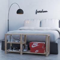 Mesa Com Prateleiras Moderna De Maciça Treliça Para Lavabo 110x50cm