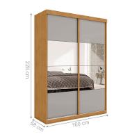 Guarda Roupa Com Espelho 2 Portas Bonfim Naturalle Off White - 4