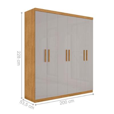 Guarda Roupa Casal Polônia 6 Portas 3 Gavetas Naturalle-Off White MDP