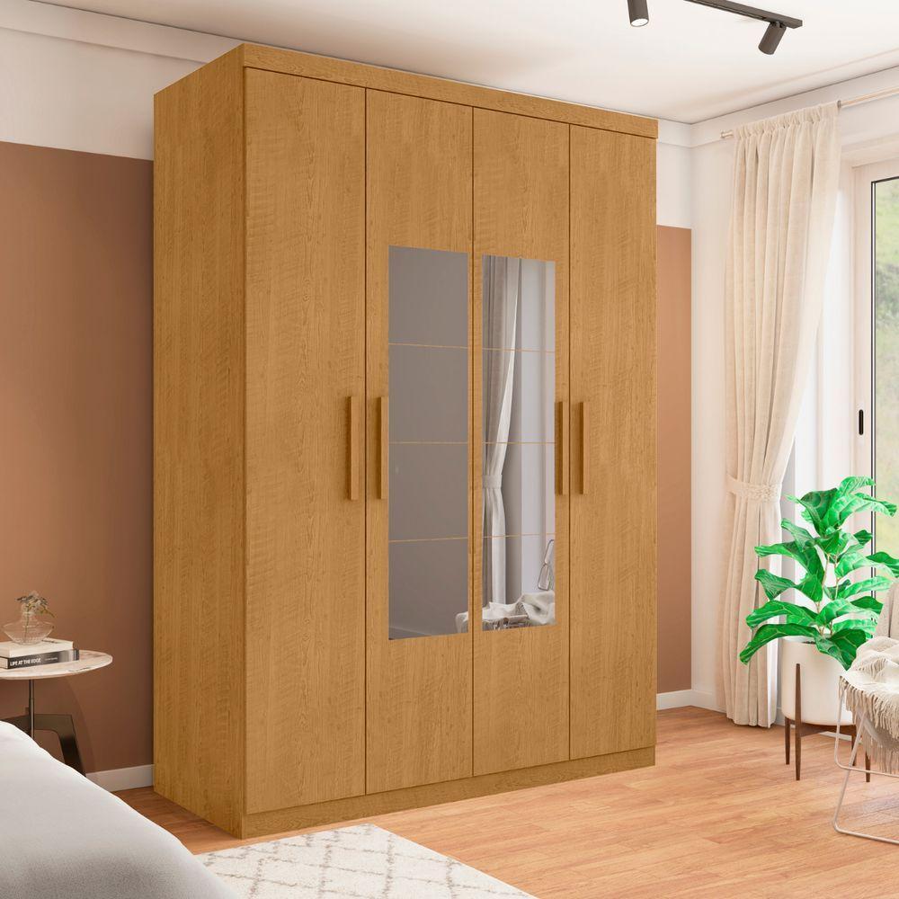 Roupeiro 4 Portas Com Espelho Ameixa Naturalle - 1