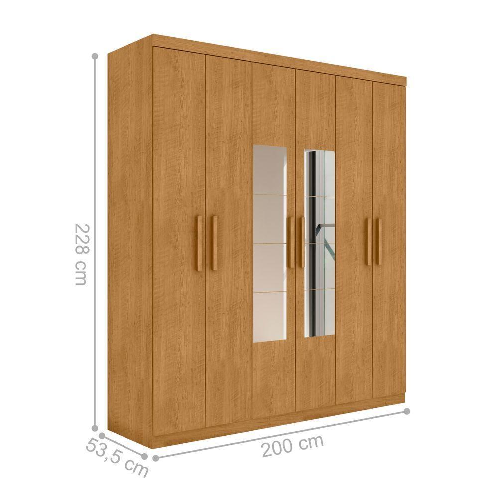 Roupeiro 6 Portas Com Espelho Ingá Naturalle - 4