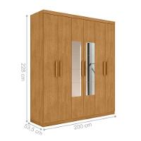 Roupeiro 6 Portas Com Espelho Ingá Naturalle - 4