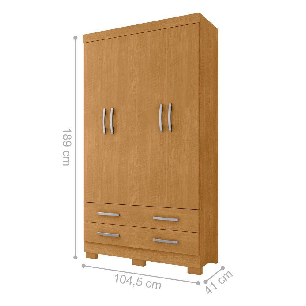 Guarda Roupa 4 Portas E 4 Gavetas Deventer Naturalle - 4