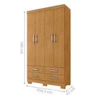 Roupeiro 4 Gavetas E 4 Portas Geleen Naturalle - 3