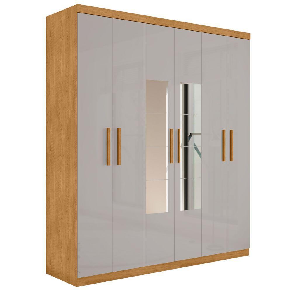 Roupeiro 6 Portas Com Espelho Ingá Naturalle Off White - 2