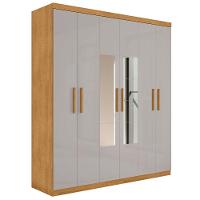 Roupeiro 6 Portas Com Espelho Ingá Naturalle Off White - 2