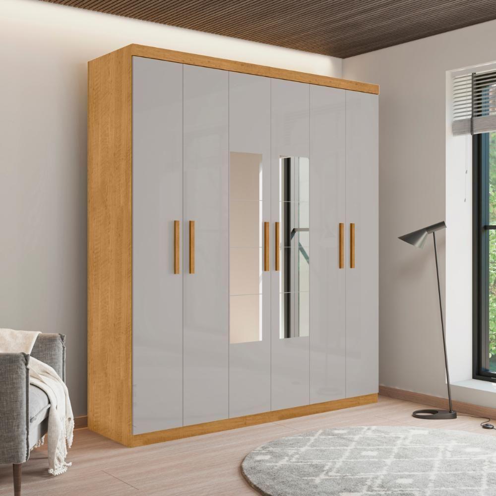 Guarda Roupa Com Espelho E 6 Portas Sousa Naturalle Off White - 1