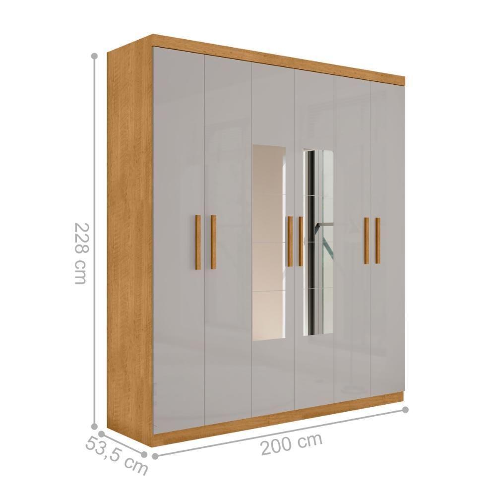 Guarda Roupa Com Espelho E 6 Portas Sousa Naturalle Off White - 4