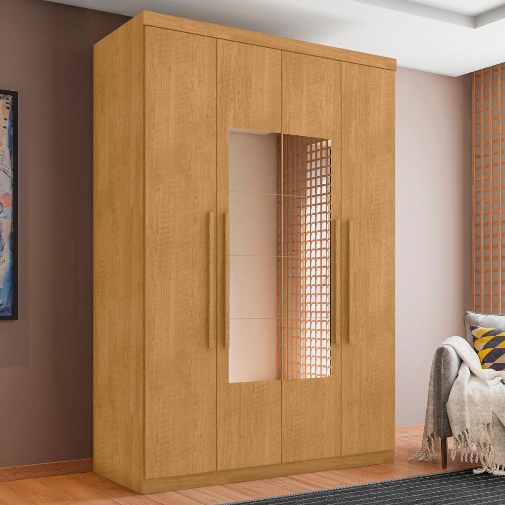 Roupeiro Com Espelho E 4 Portas Pituba Naturalle - 1