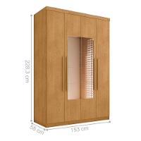 Roupeiro Com Espelho E 4 Portas Pituba Naturalle - 4