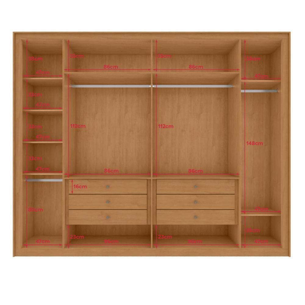 Guarda Roupa 6 Portas S/ Espelho Easy Space Amendoa Clean - 3