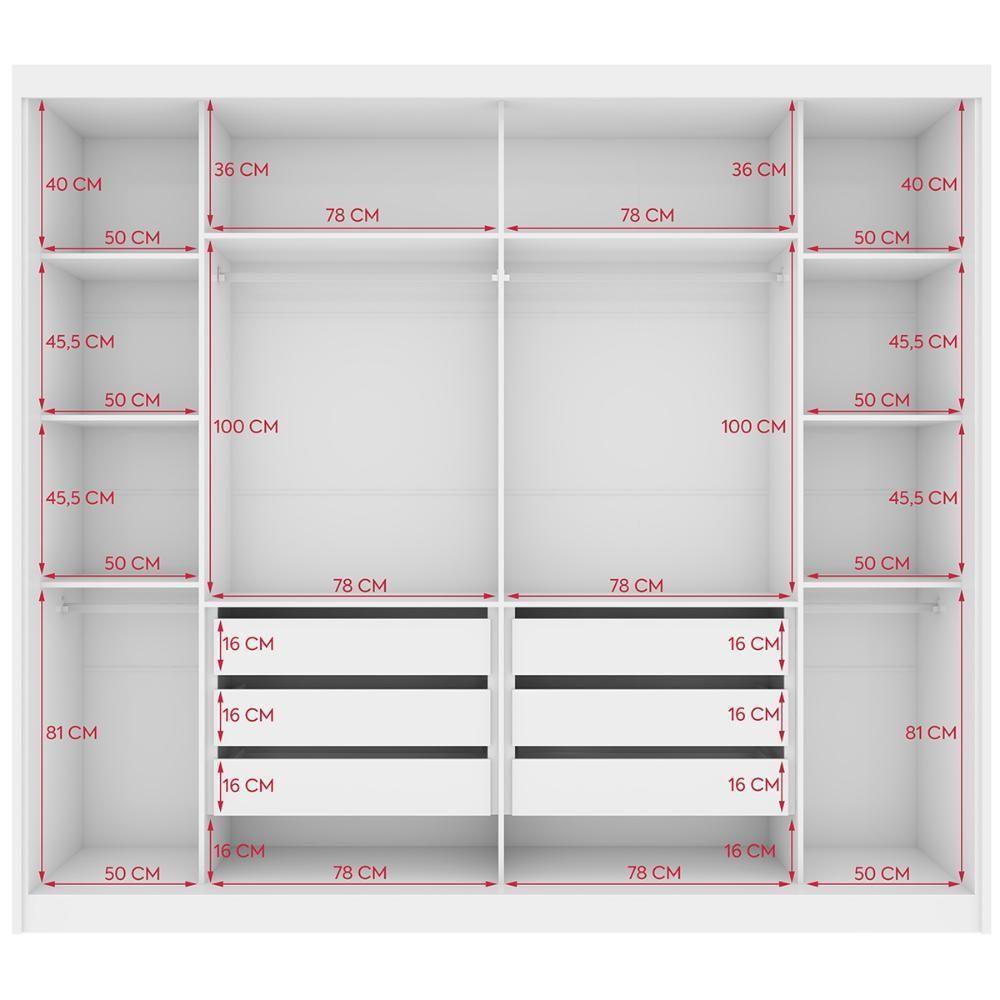 Guarda Roupa Easy Max 2 Portas S Espelhos E Pés Branco Lopas - 4