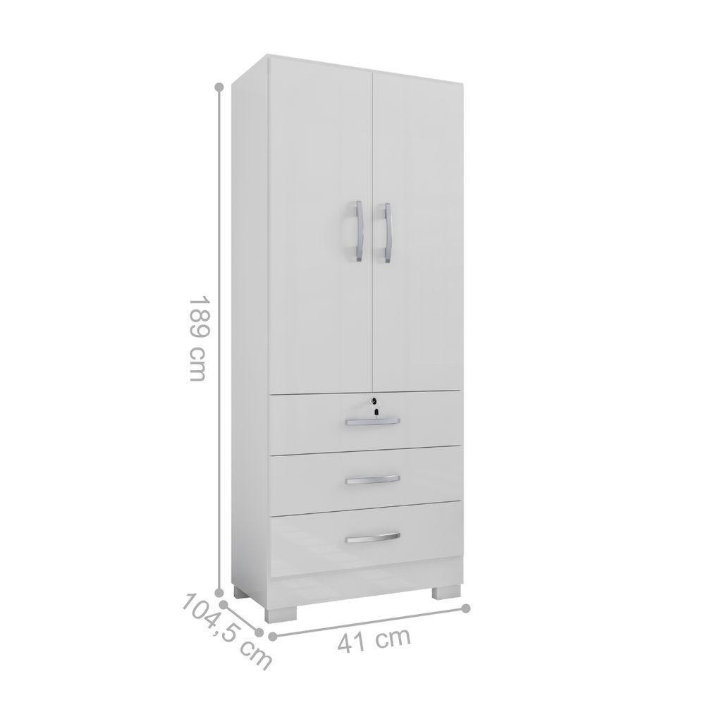 Roupeiro 2 Portas E 3 Gavetas Sneek Branco - 4