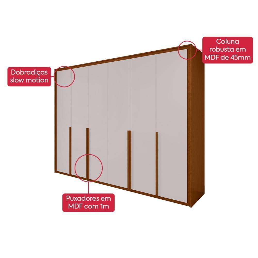 Guarda Roupa 6 Porta S Espelho Easy Space Frassino/off White - 7