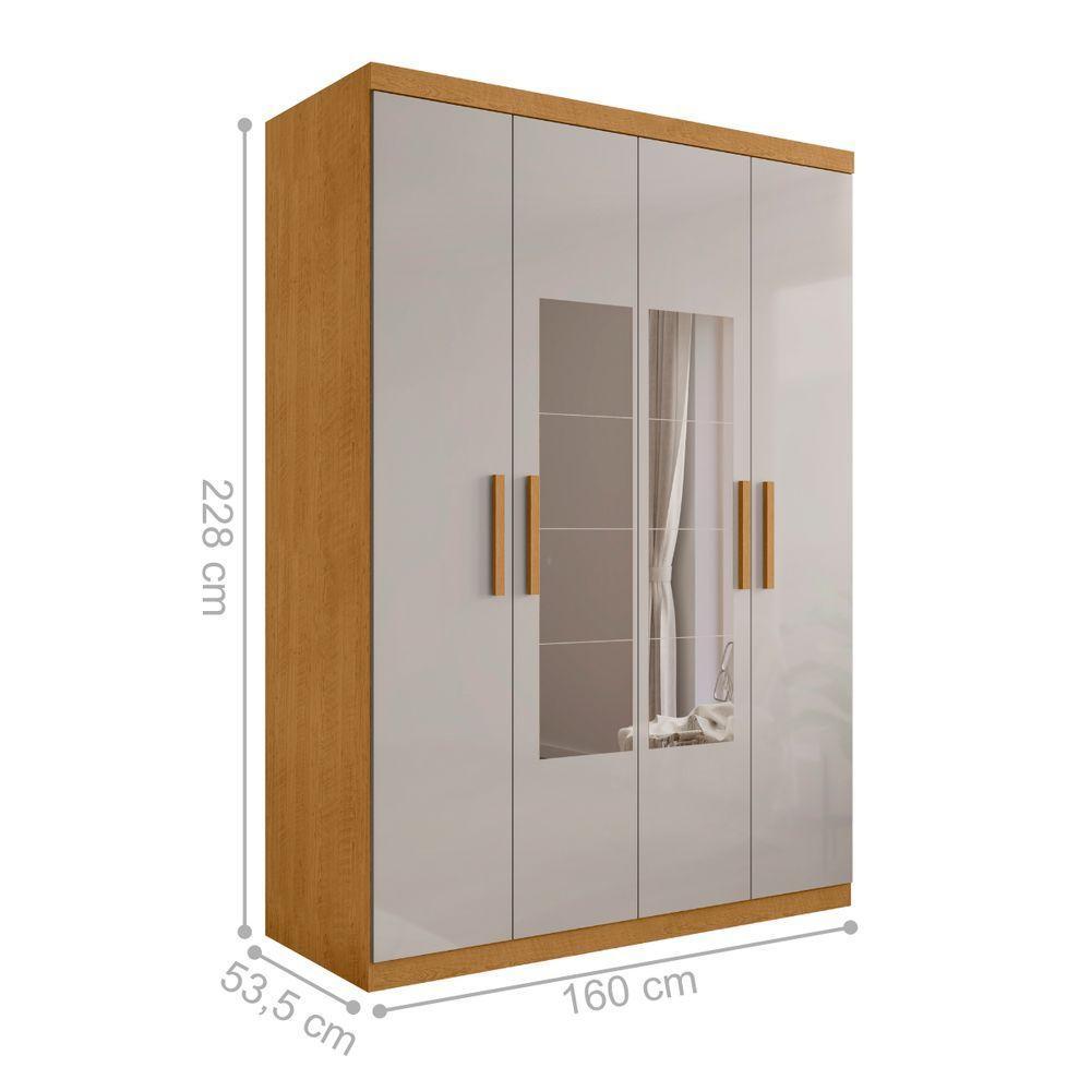 Roupeiro 4 Portas Com Espelho Ameixa Naturalle Off White - 3