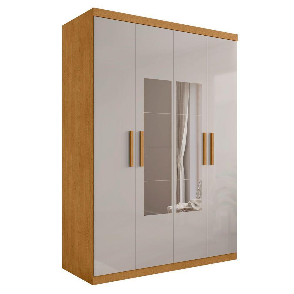 Roupeiro 4 Portas Com Espelho Ameixa Naturalle Off White - 4