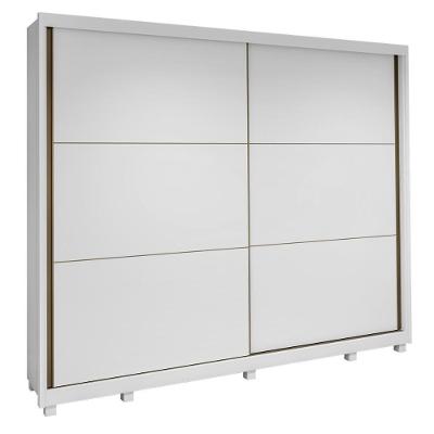 Guarda Roupa Casal Easy Max 2 Portas de Correr 6 Gavetas Branco MDF Móveis Lopas