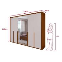 Guarda Roupa 6 Portas Espelho Easy Space Frassino/off White
