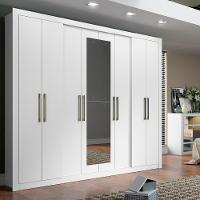 Guarda Roupa Casal 8 Portas 4 Gavetas Espelho Branco Carraro - 1