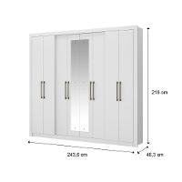 Guarda Roupa Casal 8 Portas 4 Gavetas Espelho Branco Carraro - 2