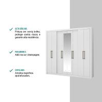 Guarda Roupa Casal 8 Portas 4 Gavetas Espelho Branco Carraro
