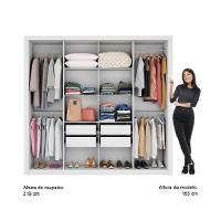 Guarda Roupa Casal 8 Portas 4 Gavetas Espelho Branco Carraro - 6