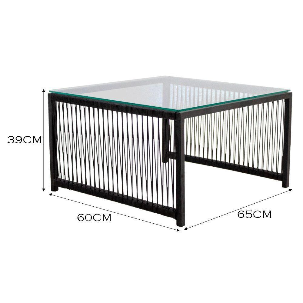 Mesa De Centro Quadrada Com Tampo De Vidro Santiago Preto - 3
