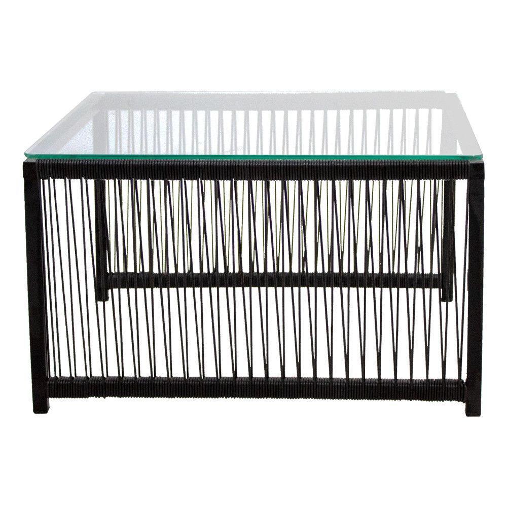 Mesa De Centro Quadrada Com Tampo De Vidro Santiago Preto - 4