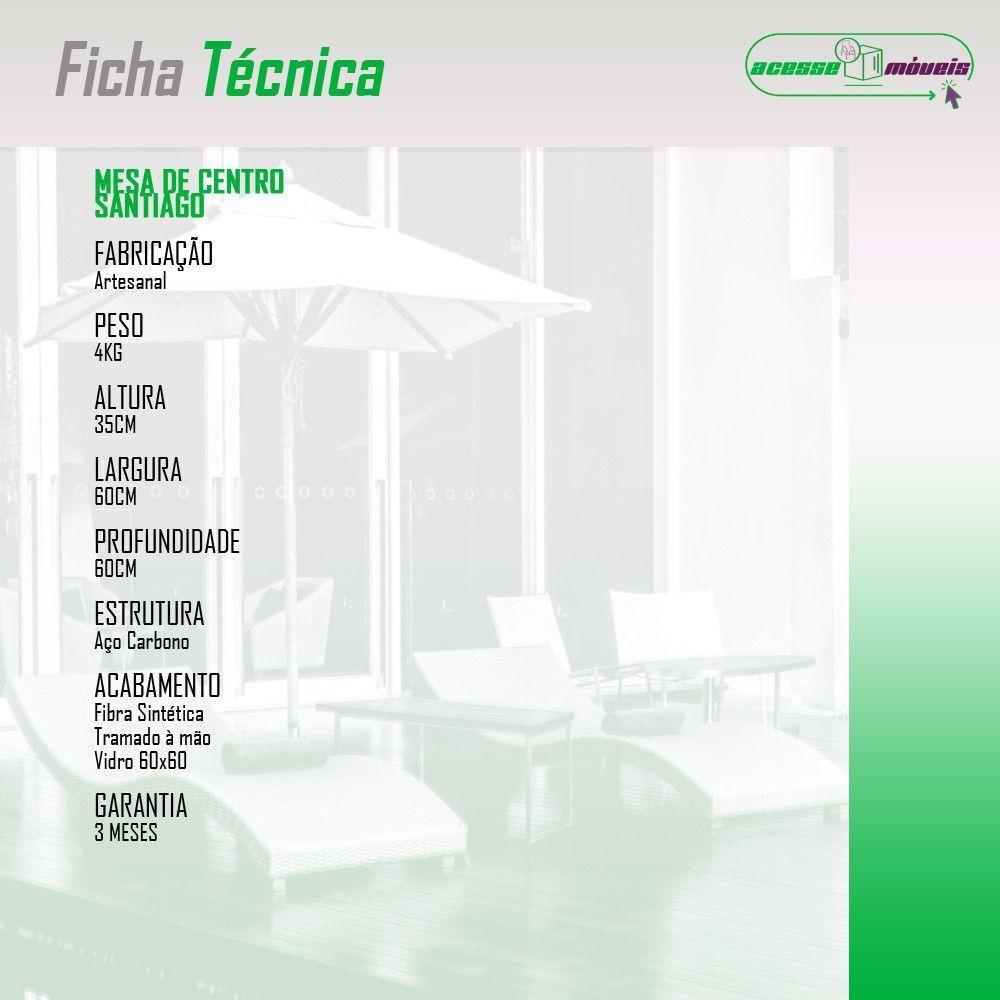 Mesa De Centro Quadrada Com Tampo De Vidro Santiago Preto - 5