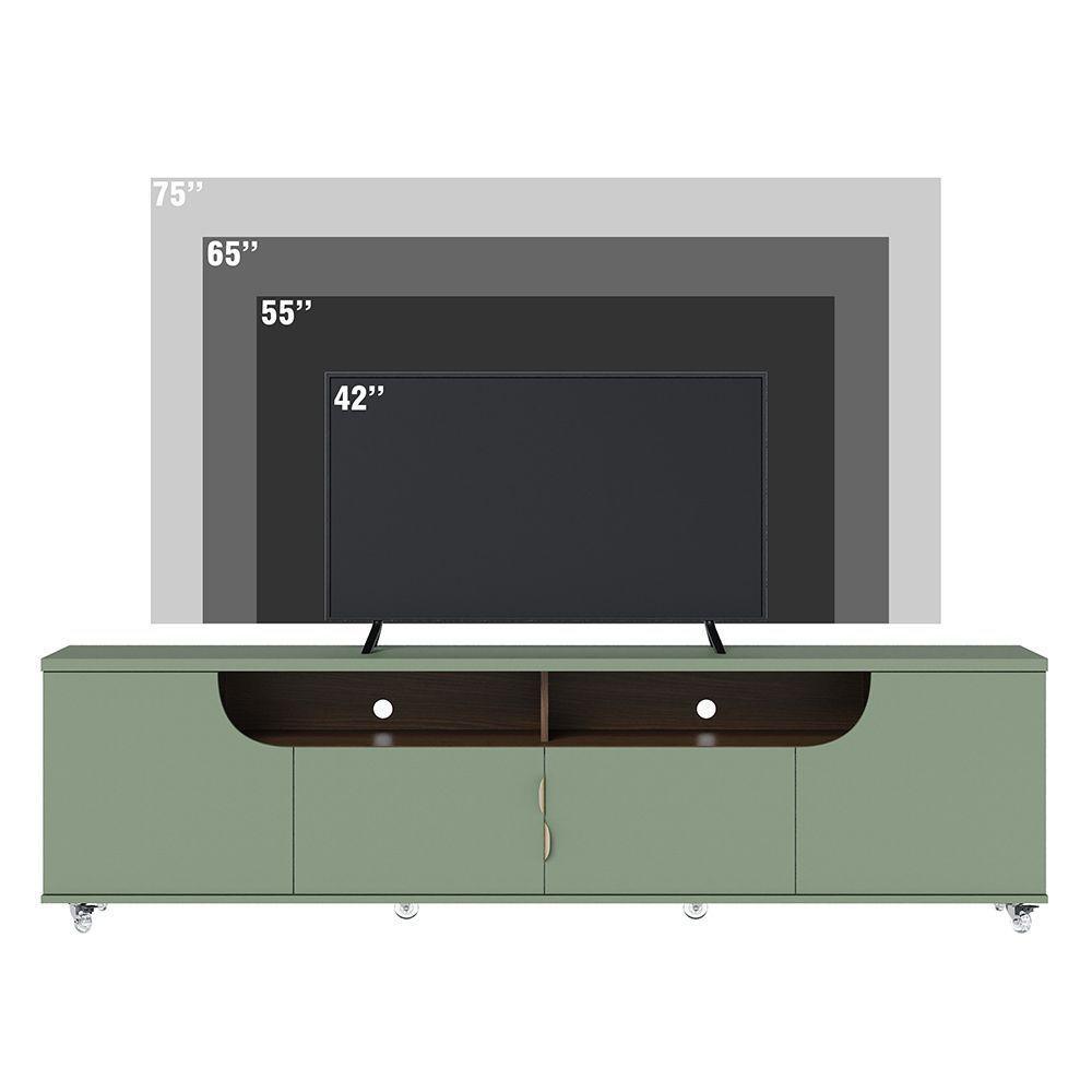 Bancada Tv De 75 Polegadas 4 Portas Karol 200cm Verde Pistache-amêndoa C04 - D'rossi - 3
